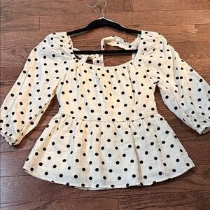 Elegant Cream Polka Dot Blouse